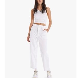 MOTHER The Patch Pocket Private Ankle Jeans Fairest of Them All White 25